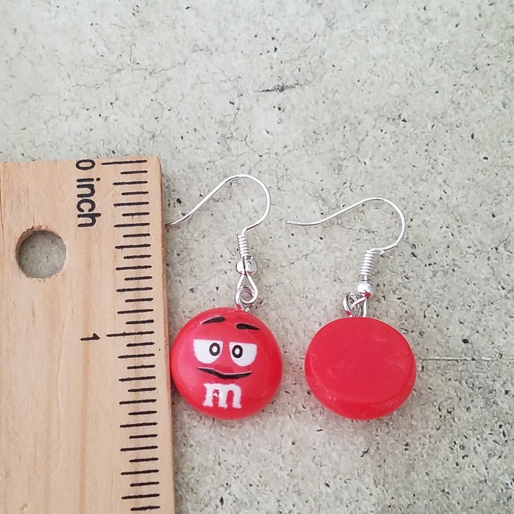 Red M&M earrings - Picture 2 of 2